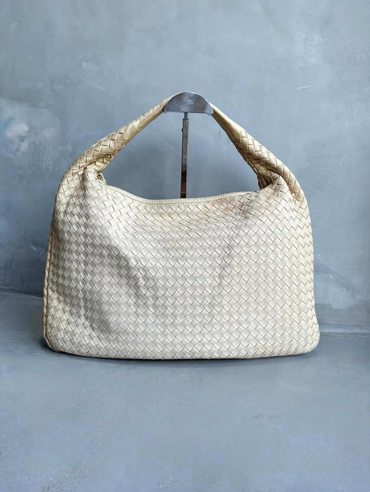 Bottega Veneta Intrecciato Cream Hobo Bag