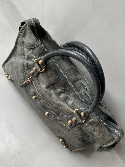 Balenciaga Classic City Gray on Rose Gold Giant 12 Lambskin Bag