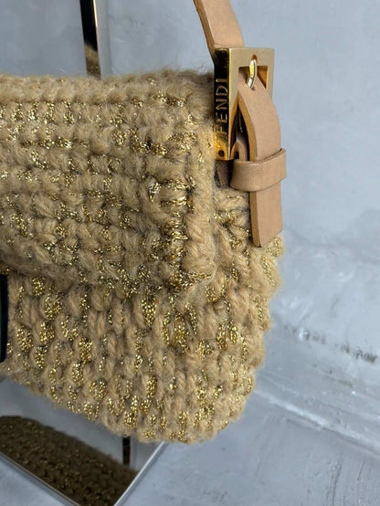 Fendi Woven Crochette Baguette Bag