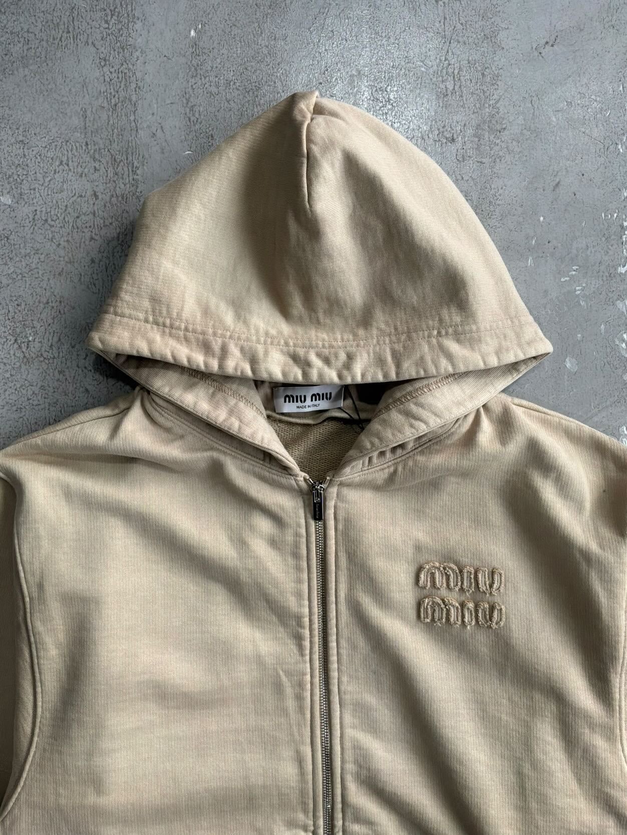 Miu Miu Chest Logo Zip Hoodie