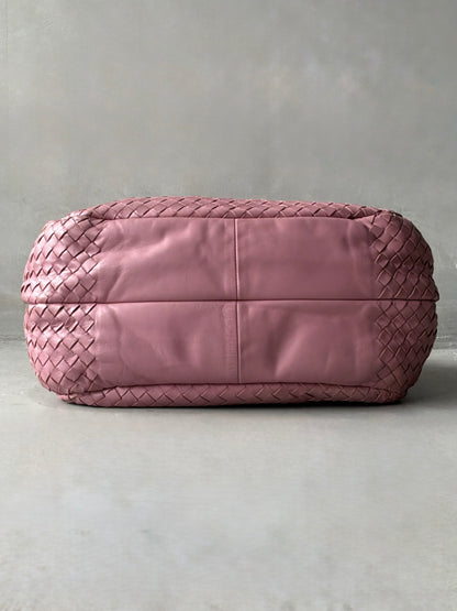 Bottega Veneta Pink Campana Intrecciato Hobo Bag