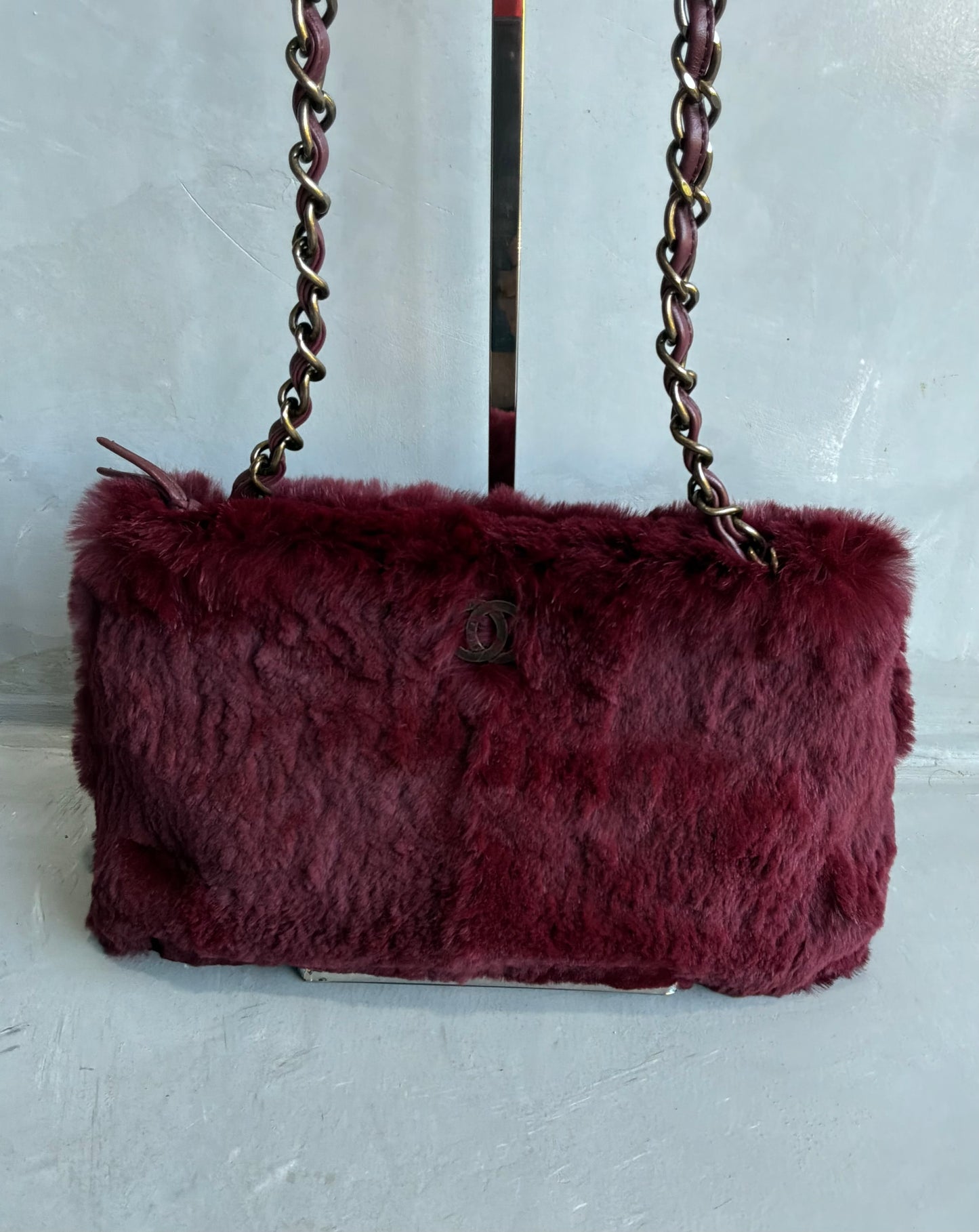 Chanel Vintage Rabbit Fur Shoulder Bag