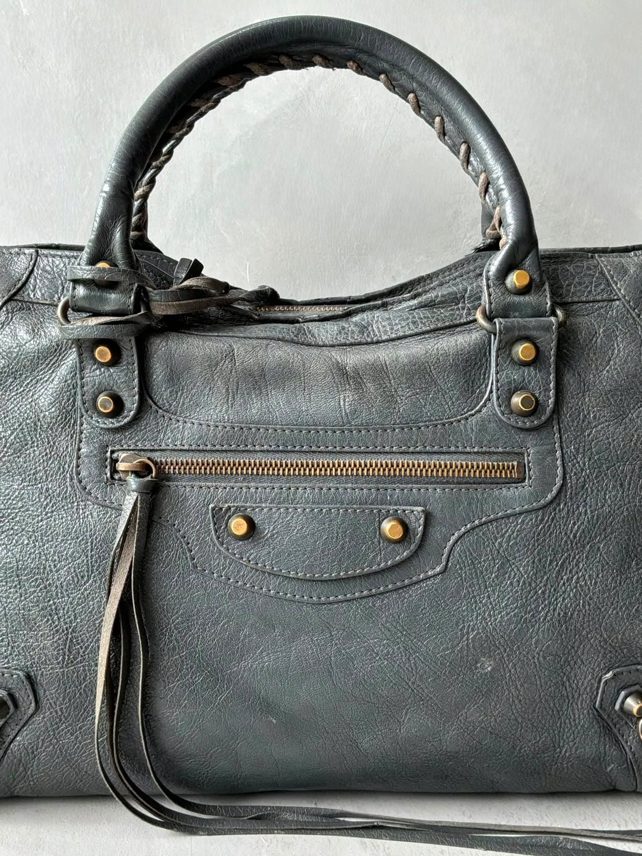 Balenciaga City Gray Lambskin Bag