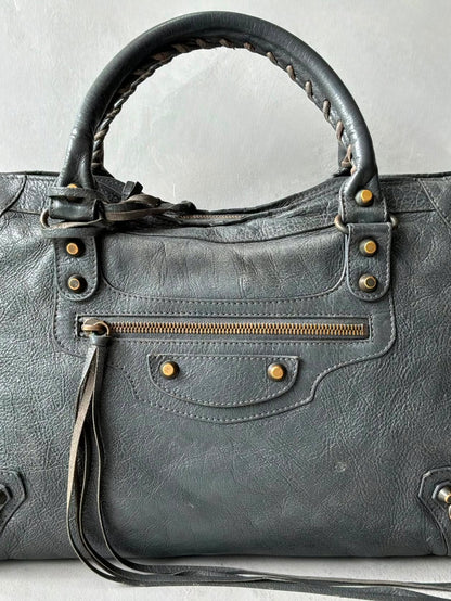 Balenciaga City Gray Lambskin Bag
