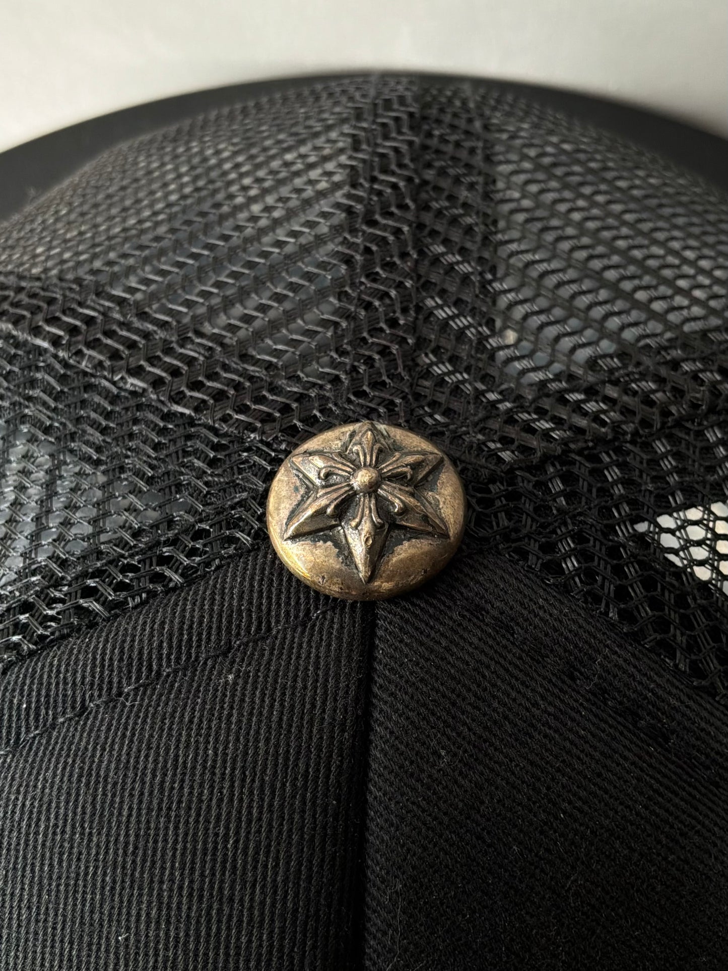 Chrome Hearts Vintage Triple Star Black Trucker Hat