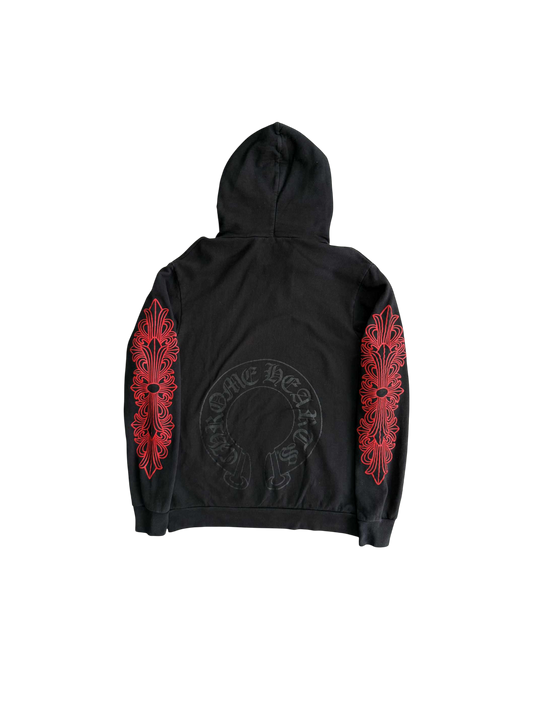 Chrome Hearts Horseshoe Floral Black/red Hoodie