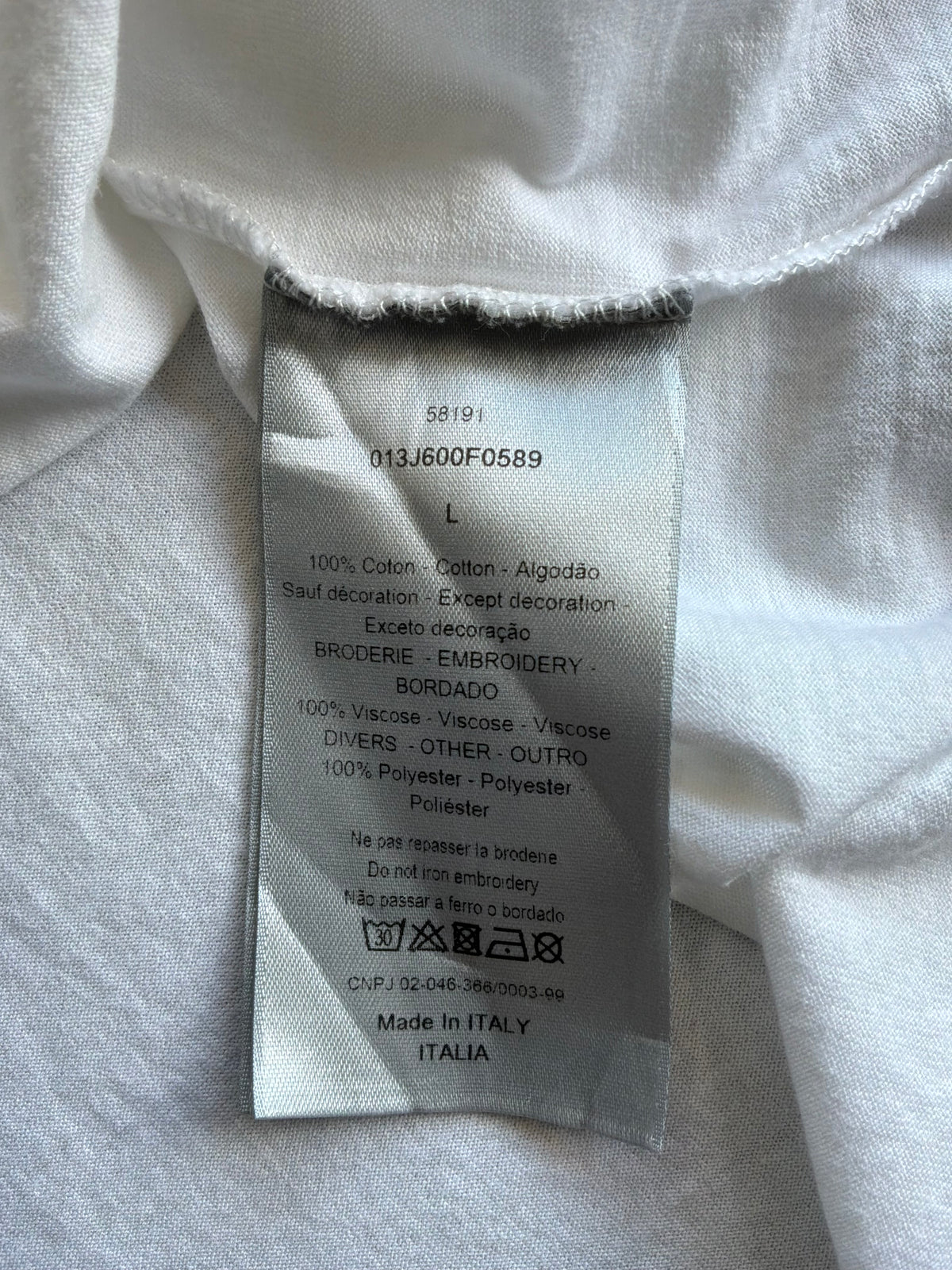 Dior Floral Patch Chest White Tee