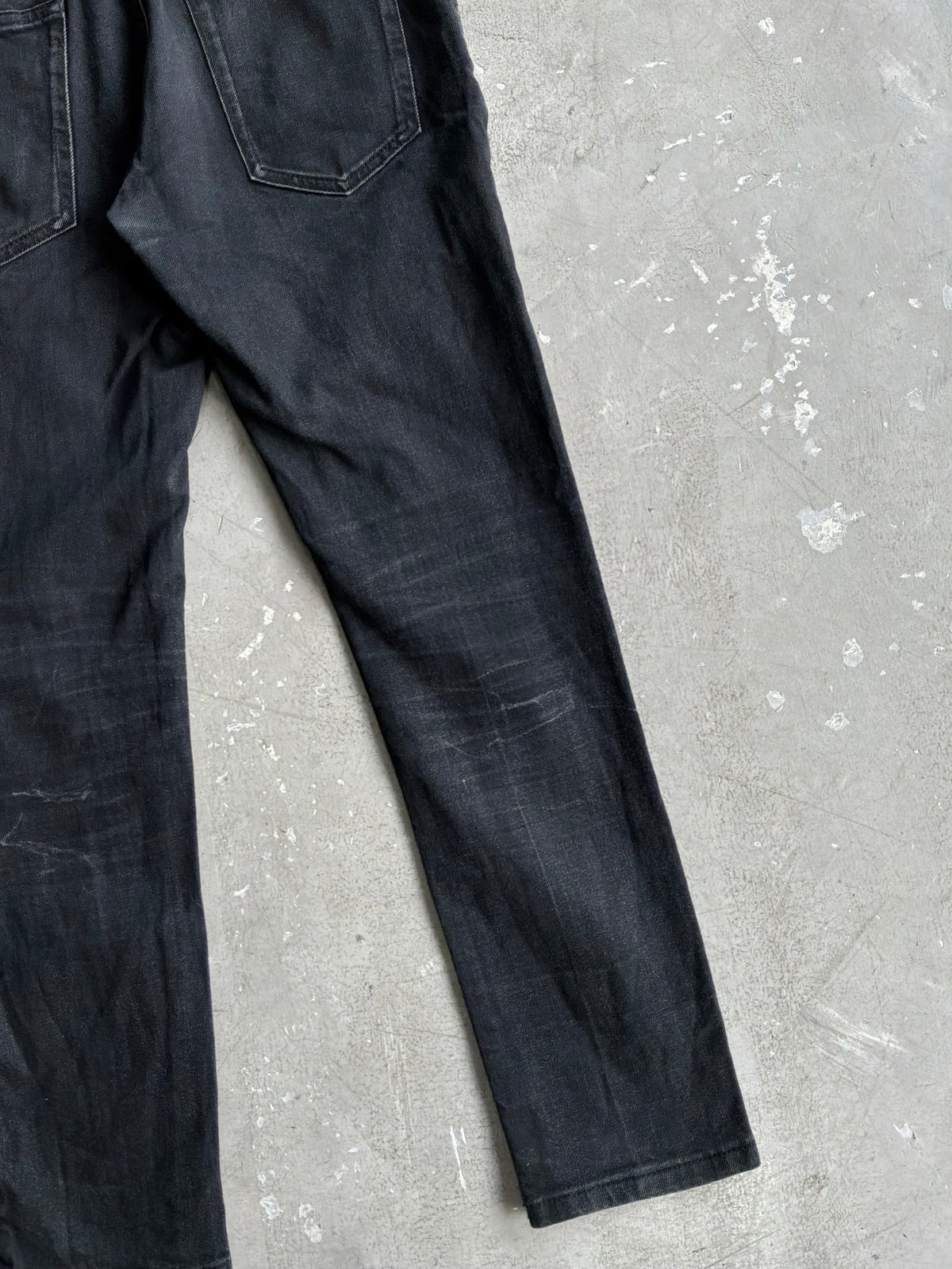 Saint Laurent Paris Washed Black Denim Slim Jeans