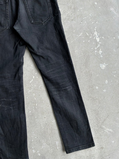 Saint Laurent Paris Washed Black Denim Slim Jeans