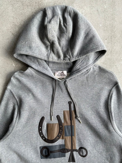 Hermes Leather Patch Pullover Hoodie