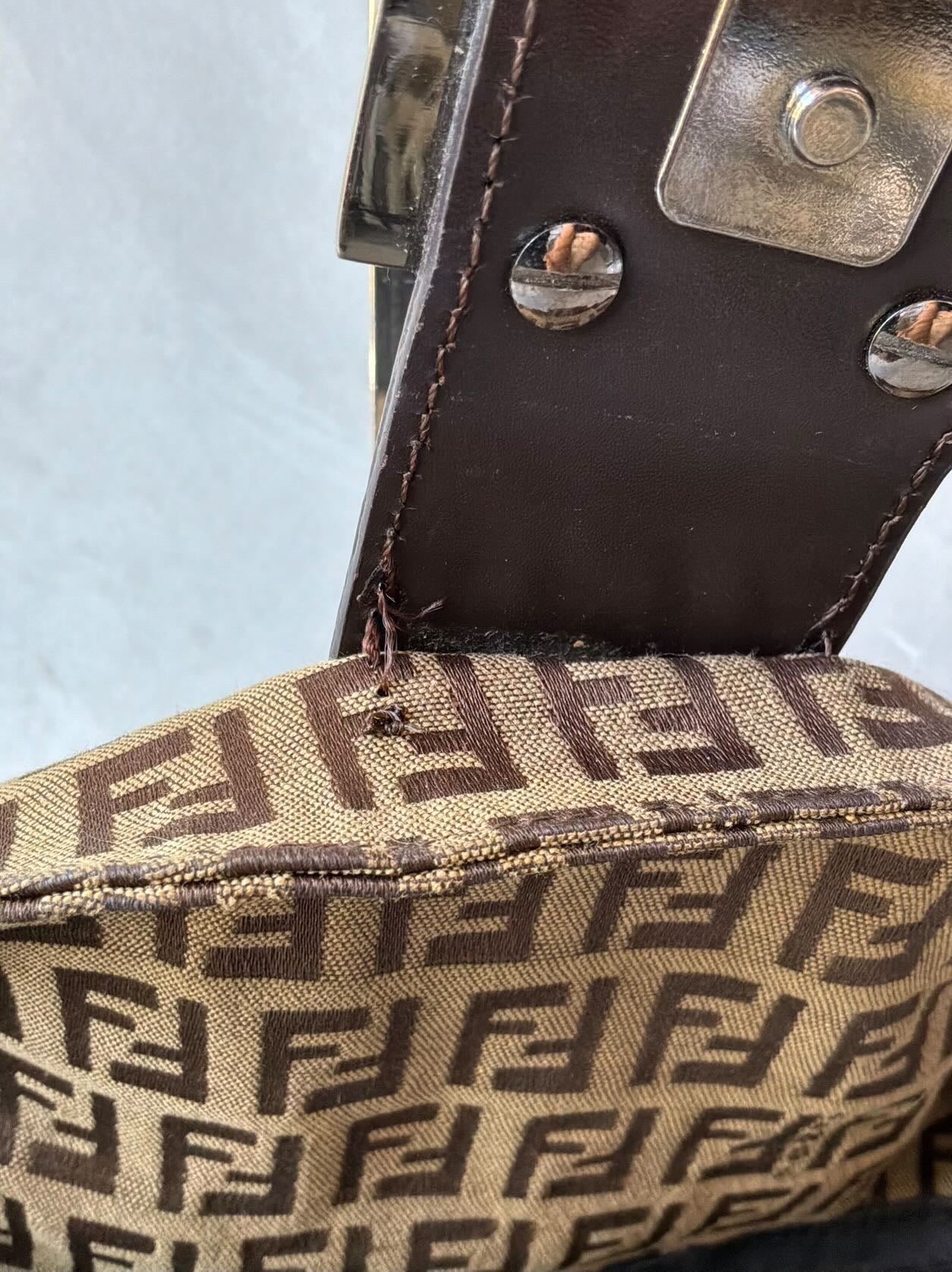 Fendi Zucchino Double Flap Baguette Bag