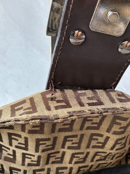 Fendi Zucchino Double Flap Baguette Bag