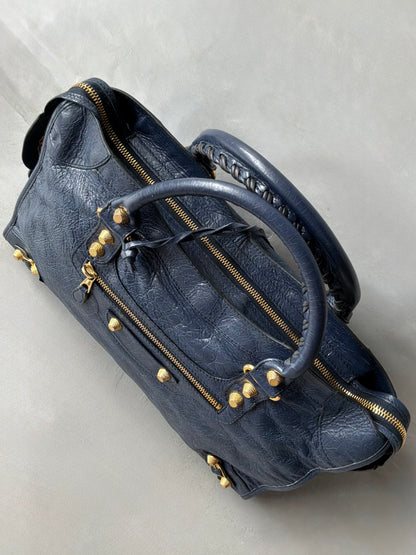 Balenciaga Classic City Navy on Gold Giant 12 Lambskin Bag