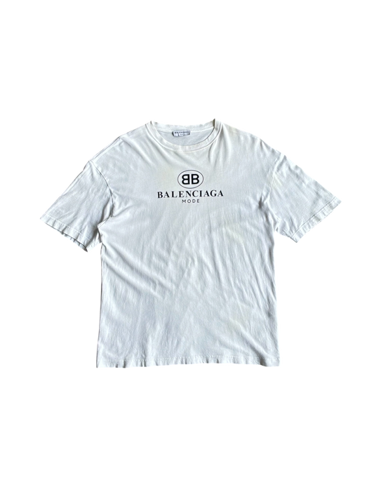 Balenciaga Mode Script White Tee