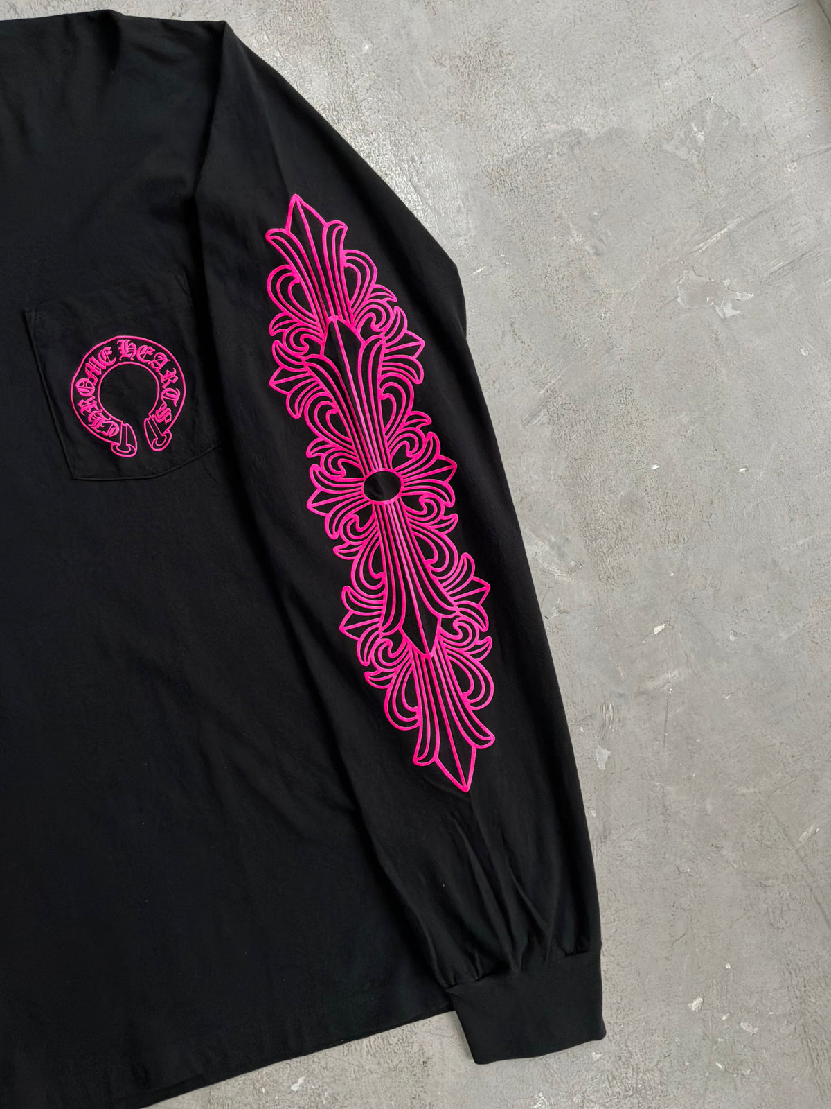 Chrome Hearts Pink Floral Horseshoe Longsleeves