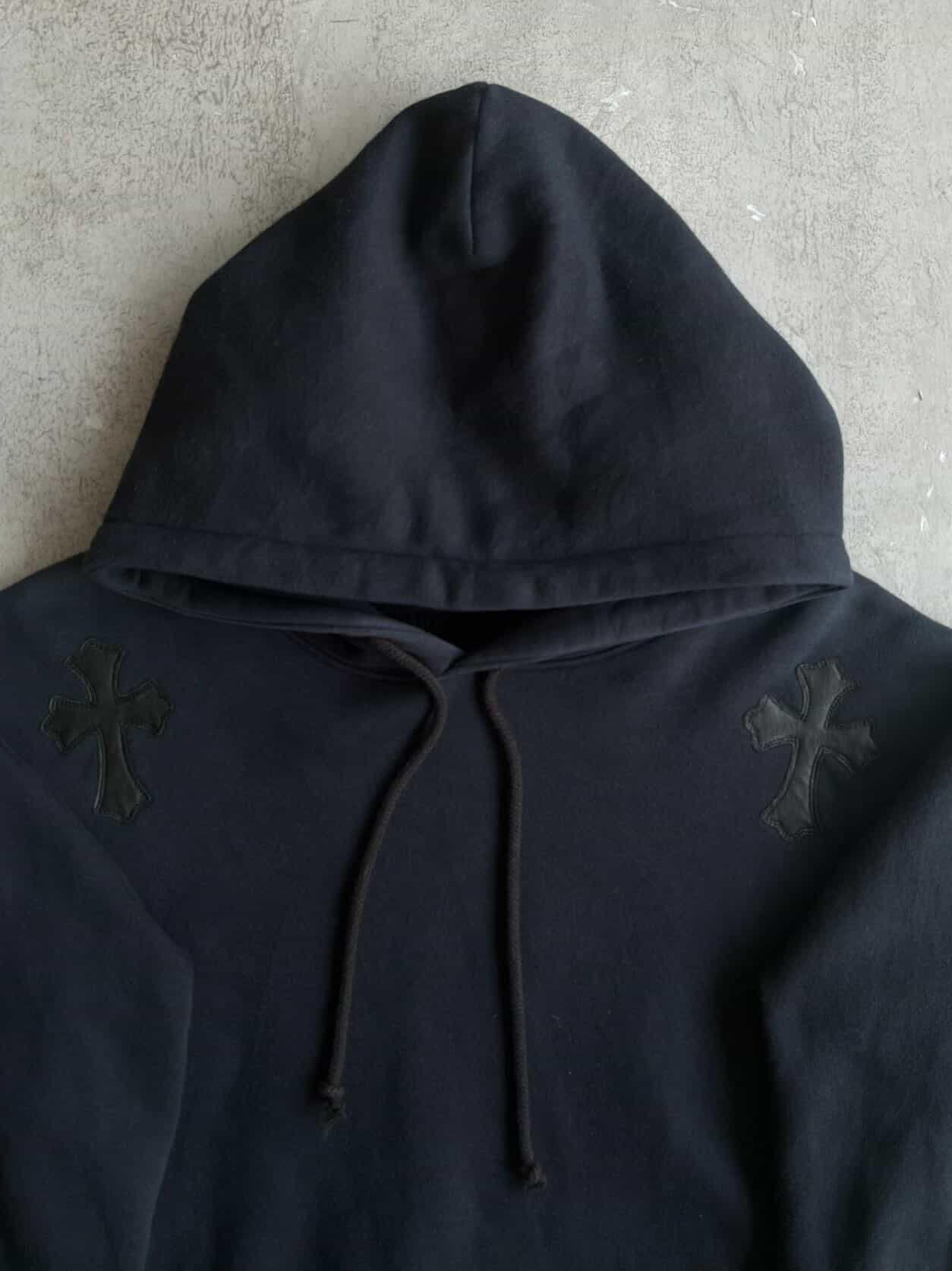 Vintage Chrome Hearts x Big Bang Leather Cross Patch Hoodie