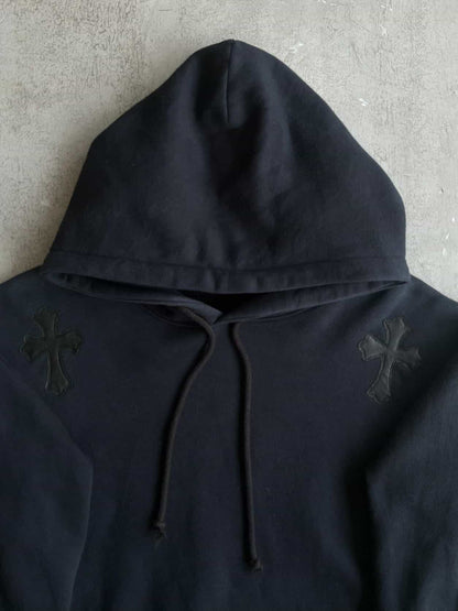 Vintage Chrome Hearts x Big Bang Leather Cross Patch Hoodie