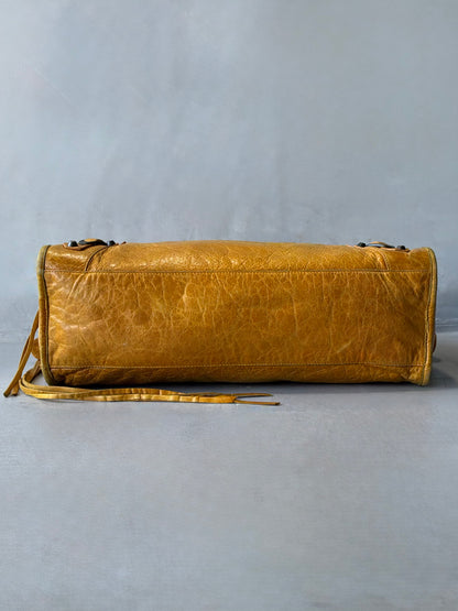 Balenciaga Classic City Yellow on Brass Lambskin Bag