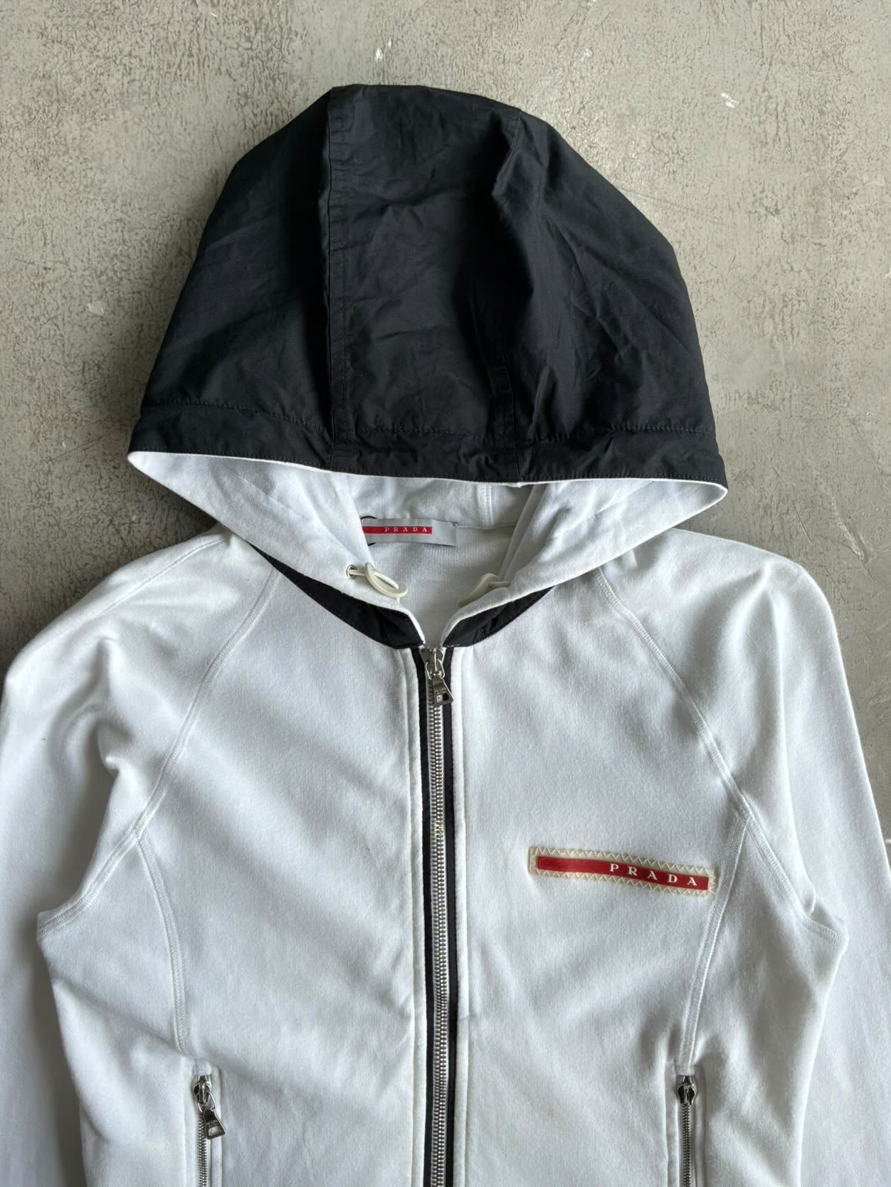 Womens Prada Red Tab Zip Hoodie
