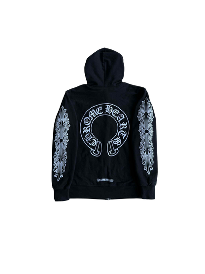 Chrome Hearts Floral Horseshoe Thermal Zip Hoodie