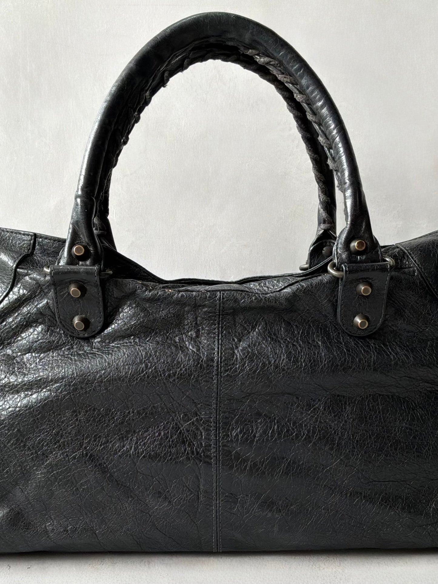 Balenciaga Part Time Black on Brass Lambskin Bag