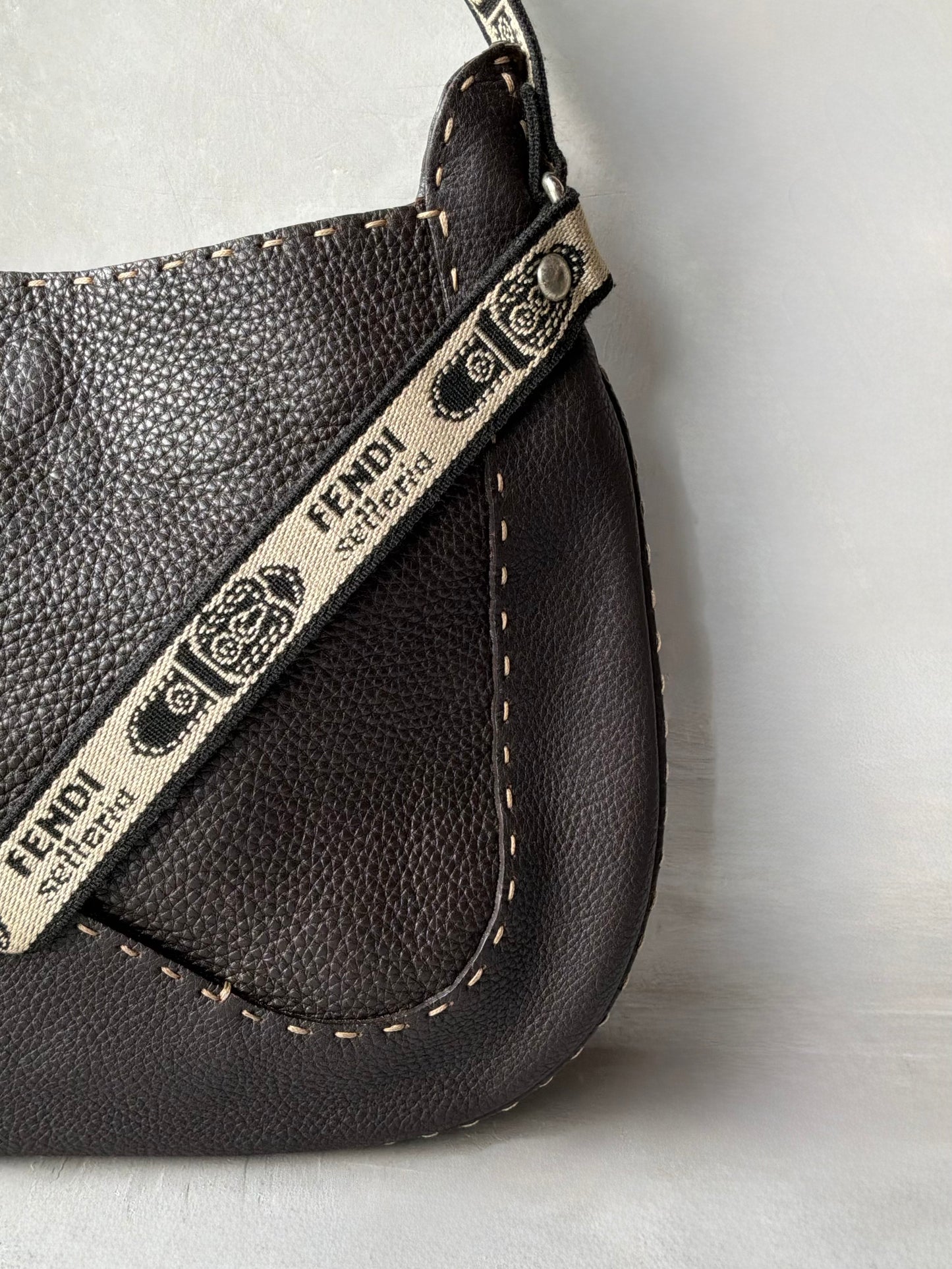 Fendi Selleria Brown Leather Hobo Bag