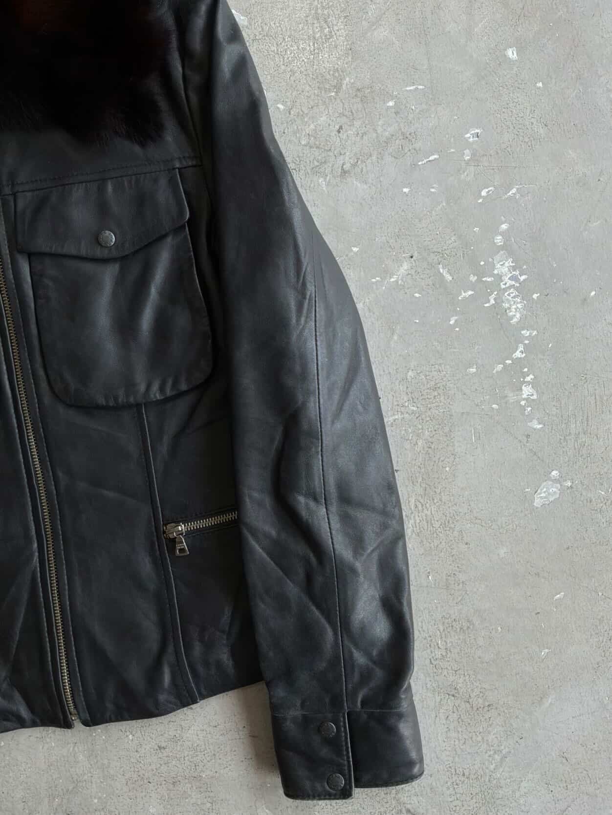 Prada Women’s Fur Trim Leather Jacket