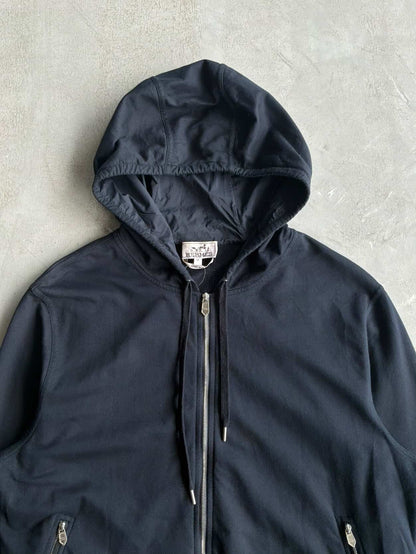 Hermes Nylon Cotton Zip Hoodie