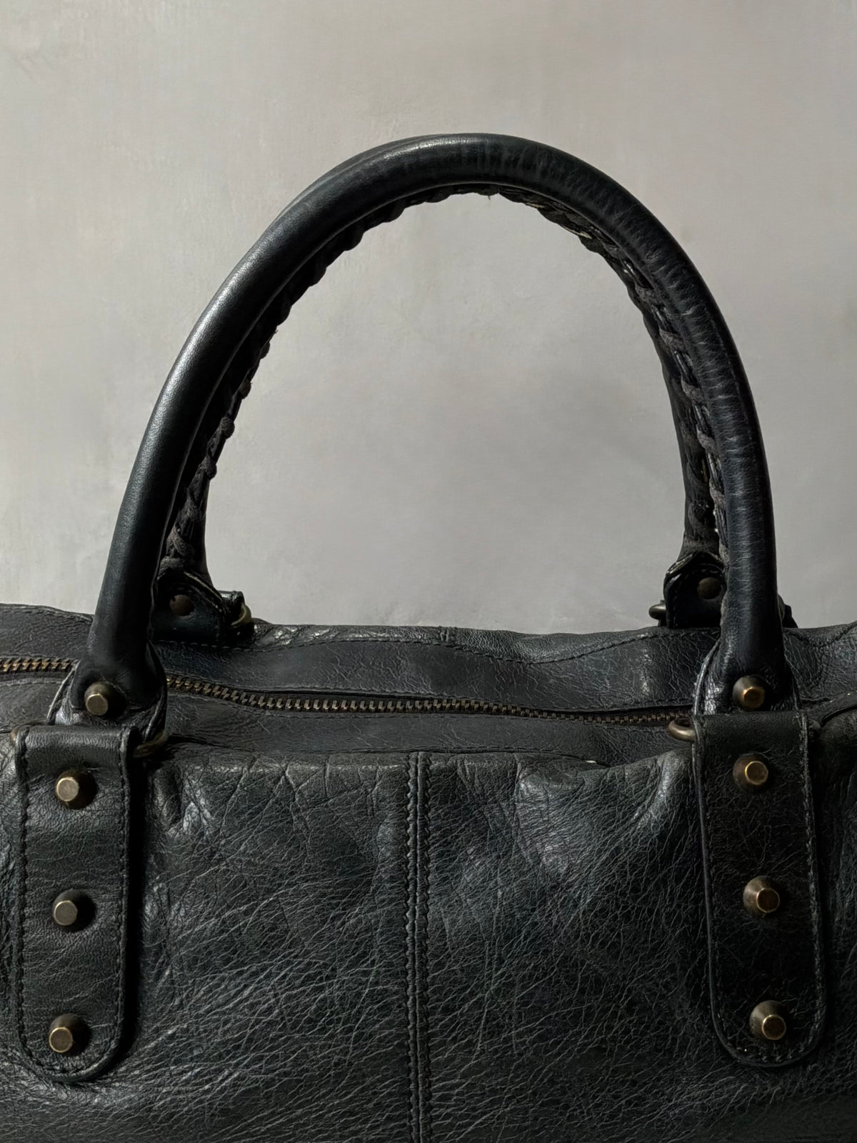 Balenciaga XL Weekender Black on Brass Lambskin Bag