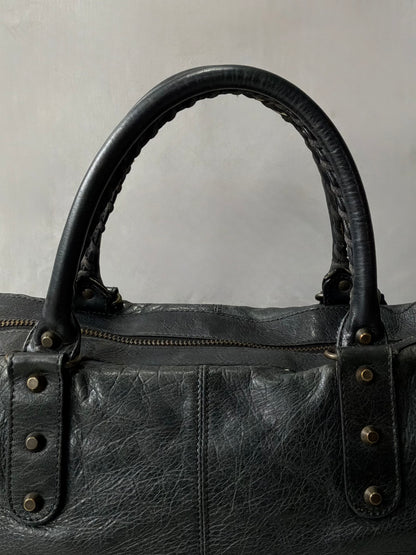 Balenciaga XL Weekender Black on Brass Lambskin Bag