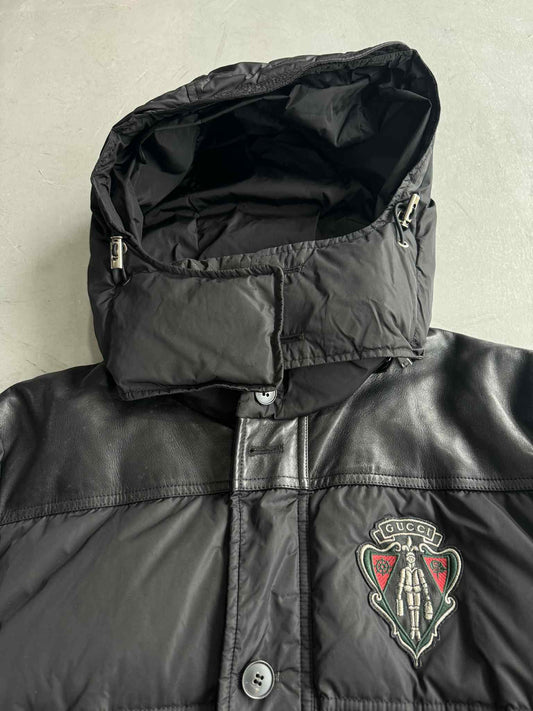 Gucci Vintage Nylon And Leather Puffer Jacket