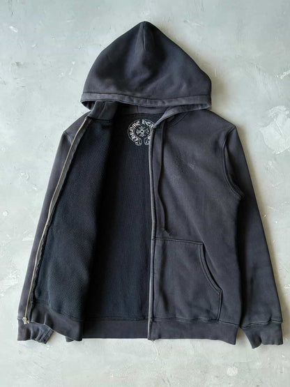 Vintage Chrome Hearts Tonal Cross Thermal Zip Hoodie