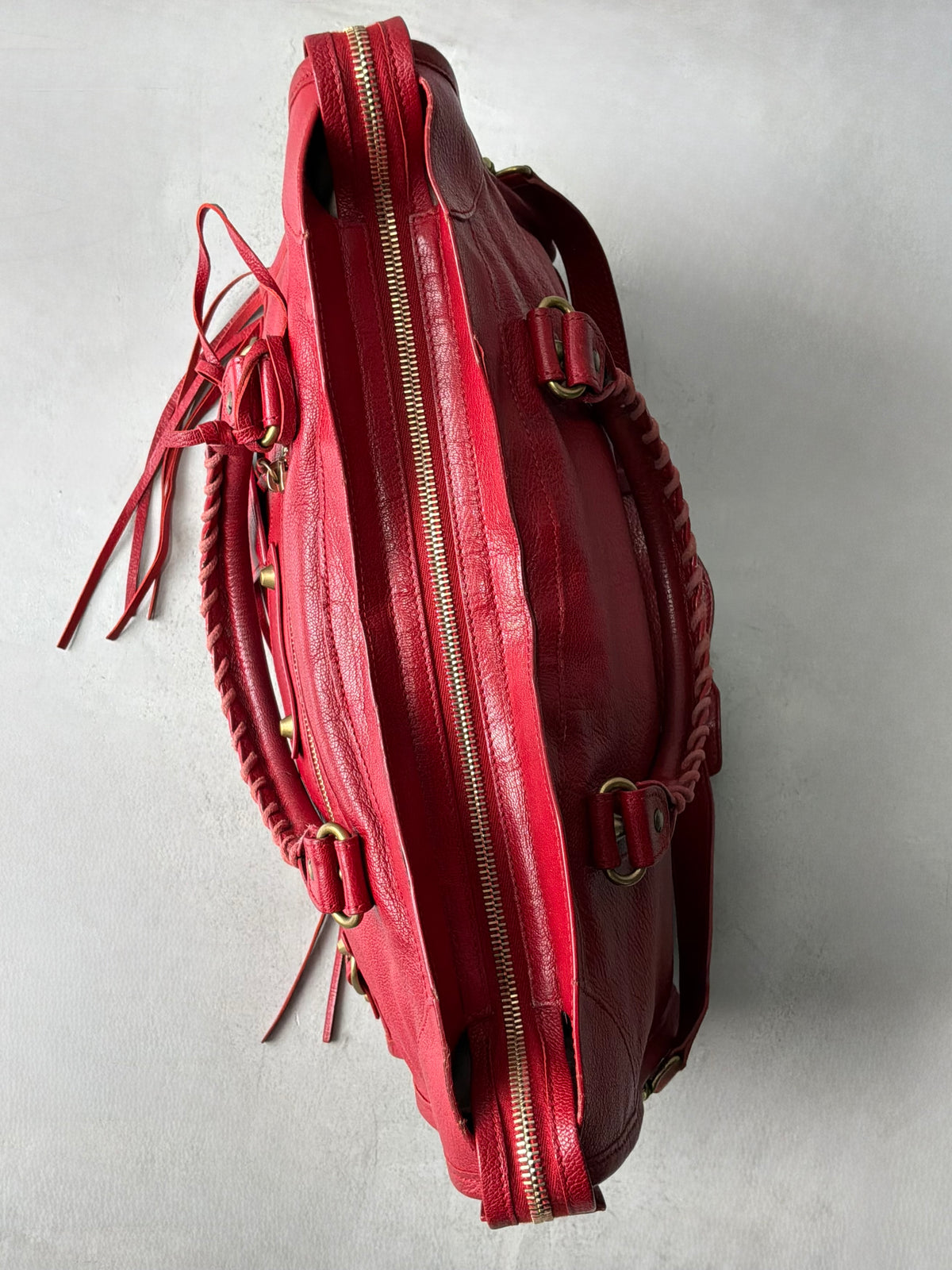 Balenciaga Classic City Red on Gold Lambskin Bag