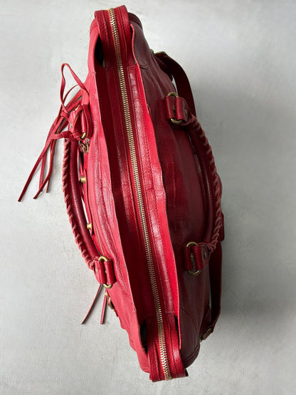 Balenciaga Classic City Red on Gold Lambskin Bag