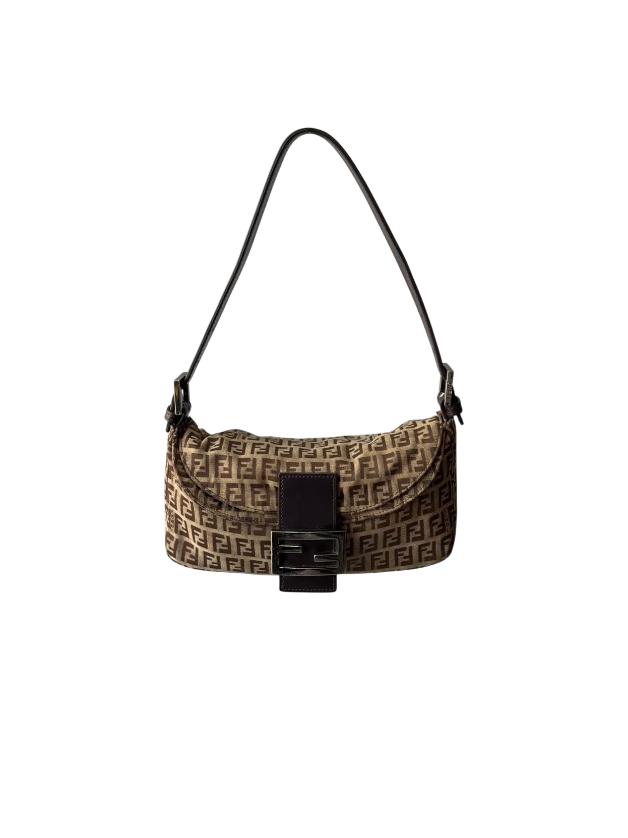 Fendi Zucchino Double Flap Baguette Bag
