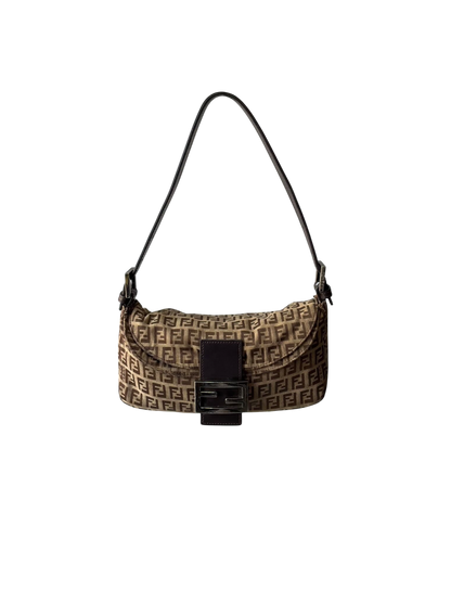 Fendi Zucchino Double Flap Baguette Bag