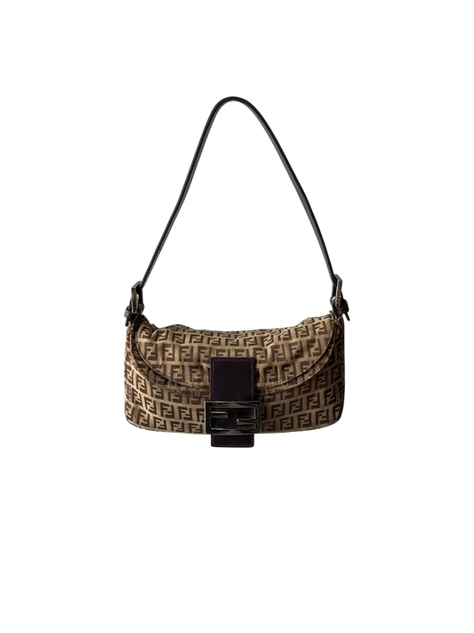 Fendi Zucchino Double Flap Baguette Bag