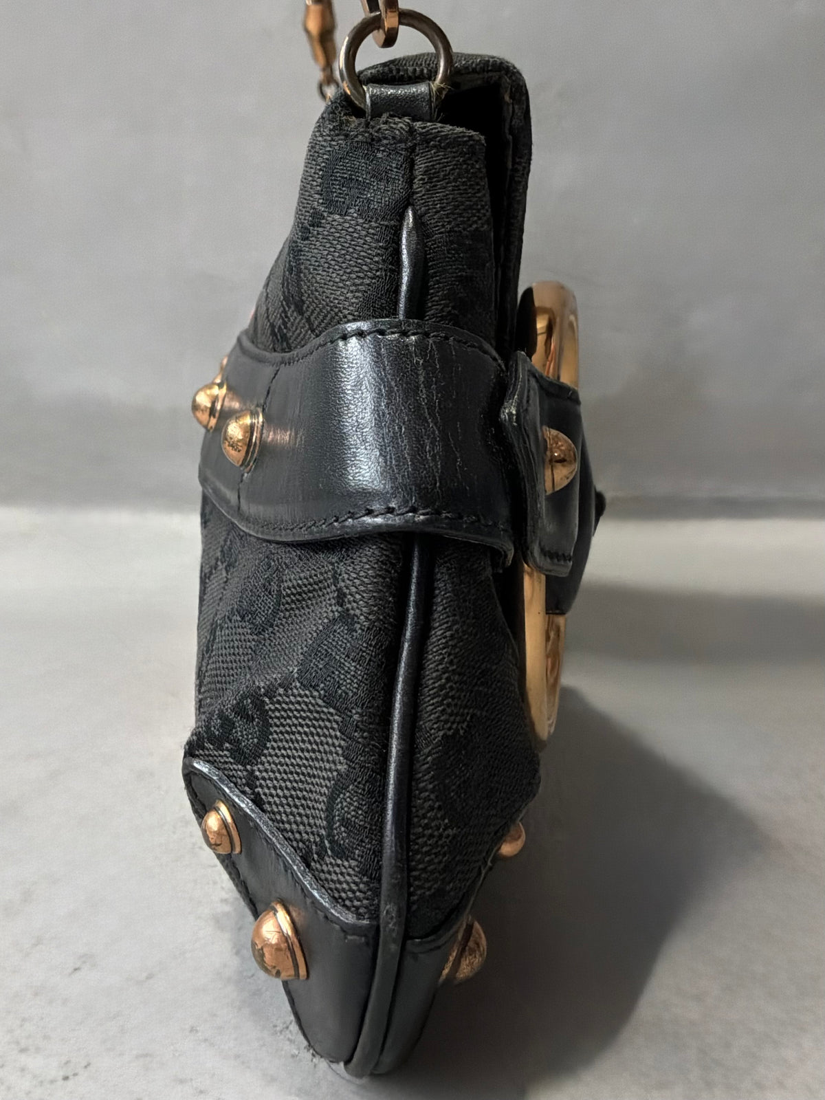 Gucci By Tom Ford Satin Horsebit Bamboo Chain Shouder  Bag