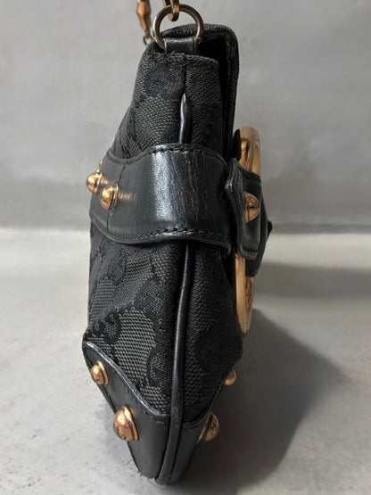 Gucci By Tom Ford Satin Horsebit Bamboo Chain Shouder  Bag