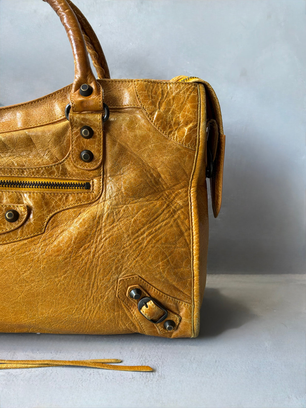 Balenciaga Classic City Yellow on Brass Lambskin Bag