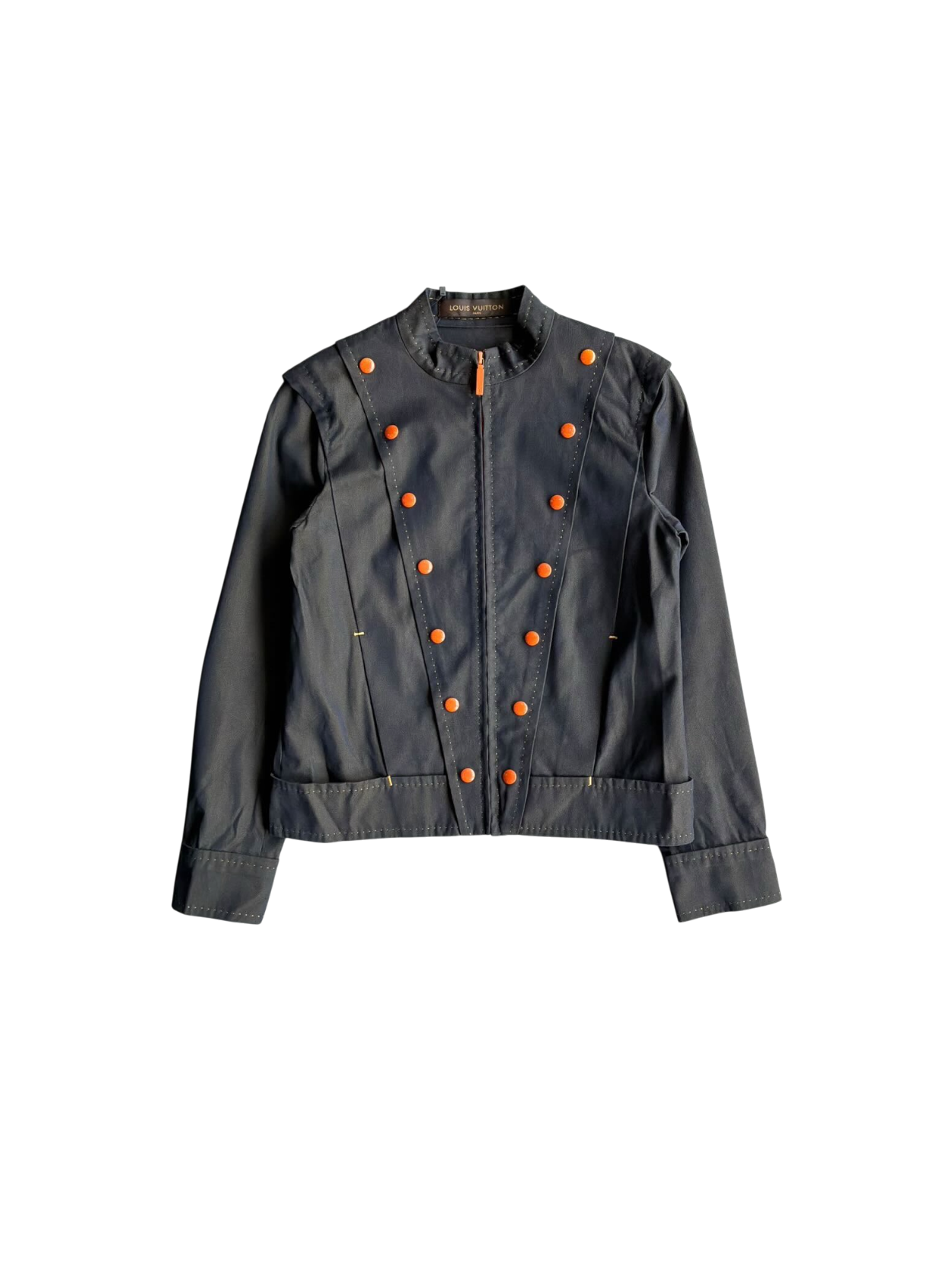 Womens Louis Vuitton Satin Orange Button Jacket