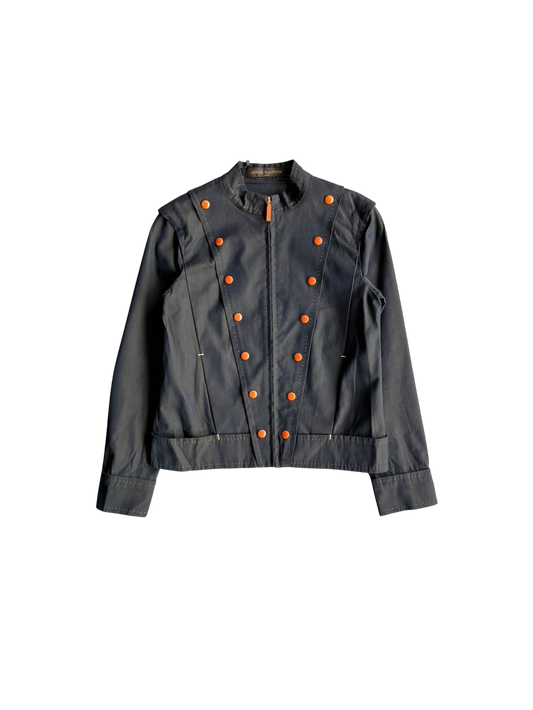 Womens Louis Vuitton Satin Orange Button Jacket