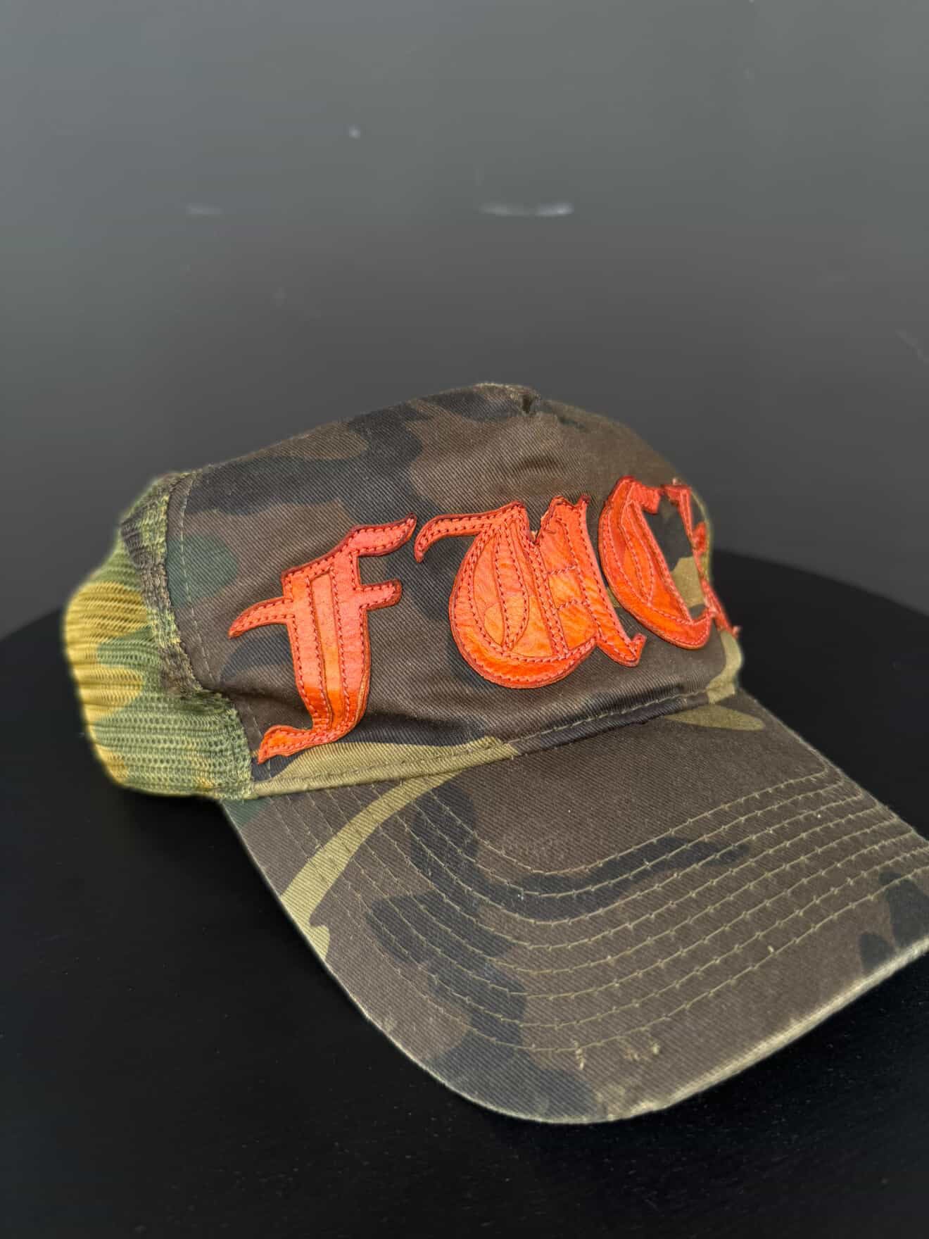 Chrome Hearts Vintage ‘FUCK’ Embroidered Camouflage Trucker Hat
