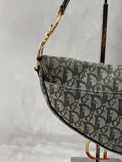 Dior Denim Monogram Saddle Bag