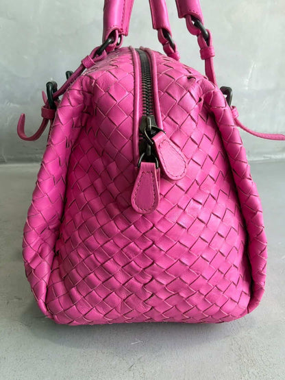 Bottega Veneta Pink Intrecciato Boston Bag