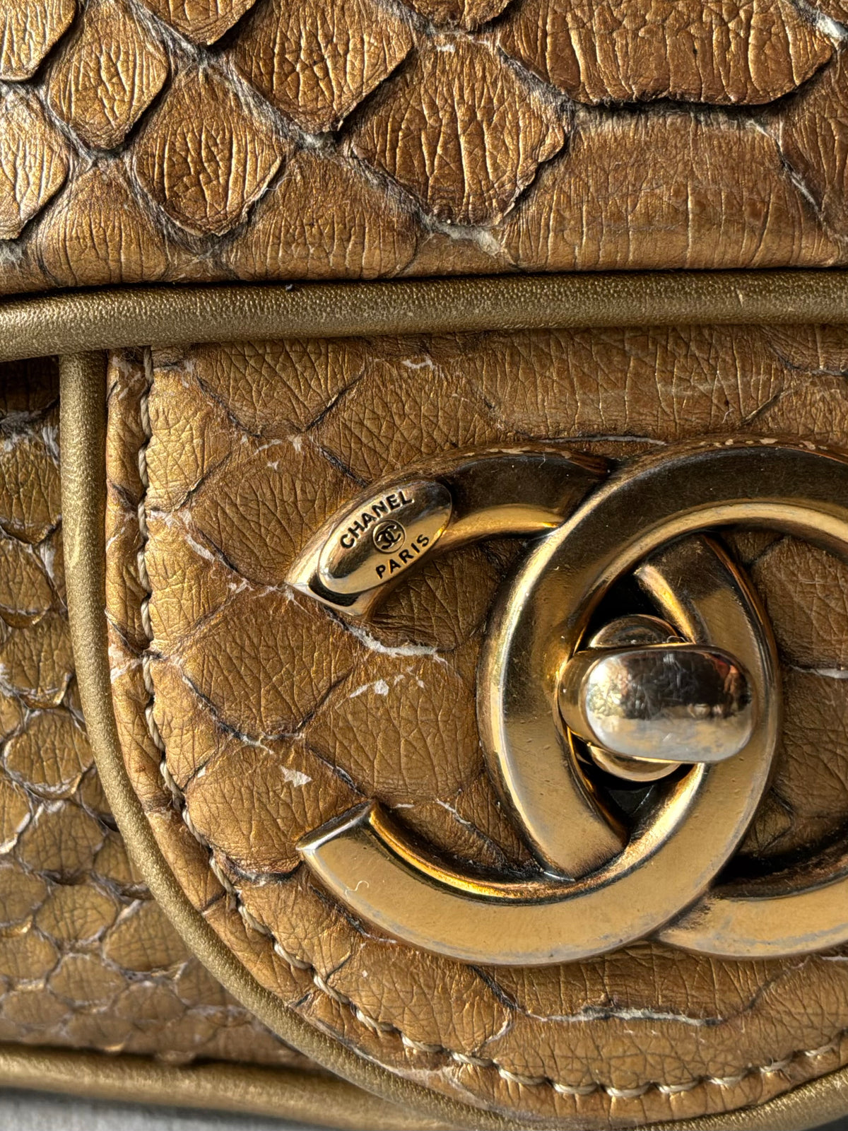 Chanel Gold Python Shiva Flap Bag