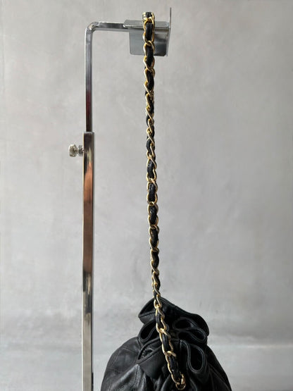 Chanel Quilted Drawstring Mini Bucket Bag