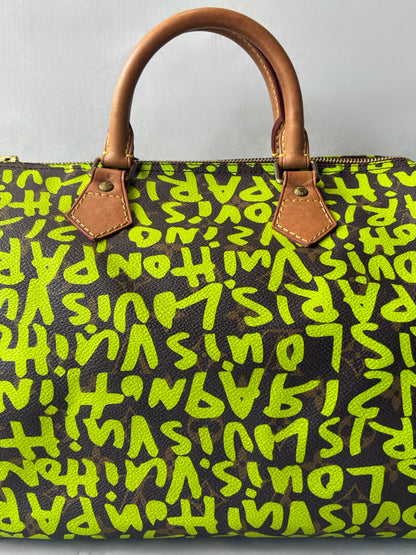 Louis Vuitton x Stephen Sprouse Green Graffiti Speedy 30 Bag