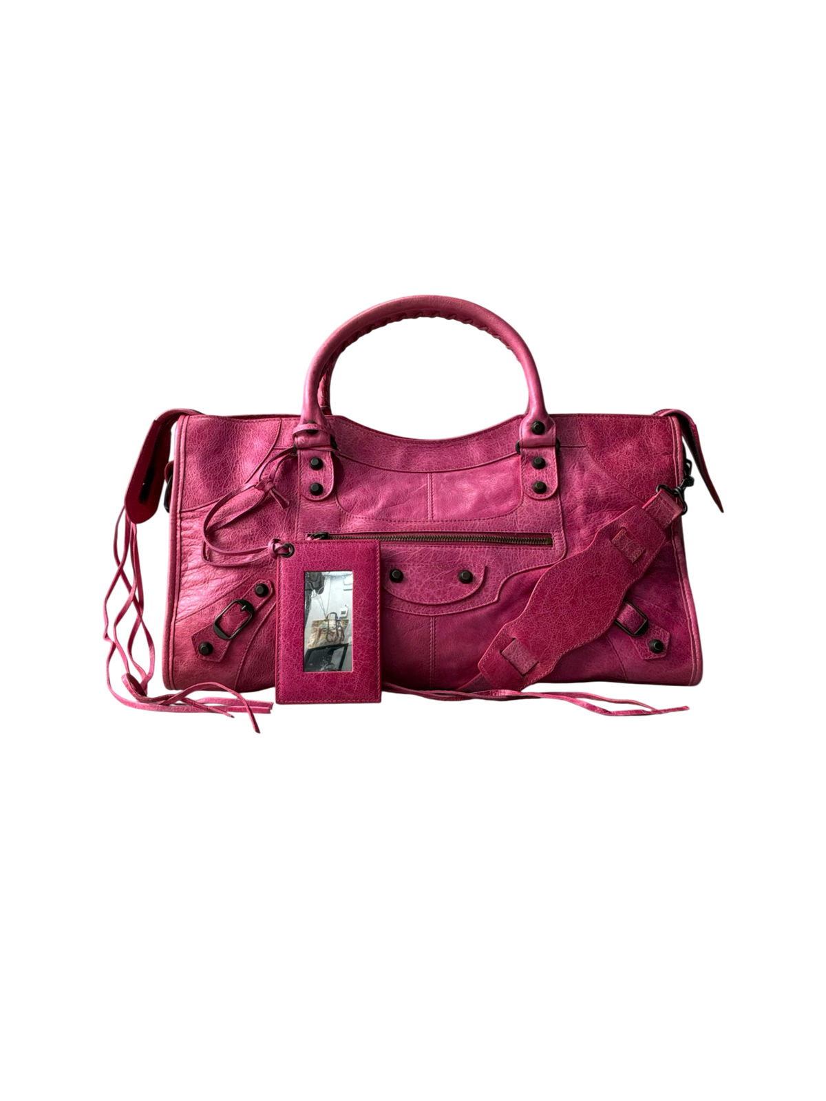 Balenciaga City Part Time Hot Pink on Brass Lambskin Bag