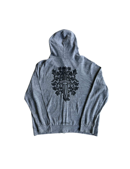Chrome Hearts Floral Dagger Logo Grey Zip up Hoodie
